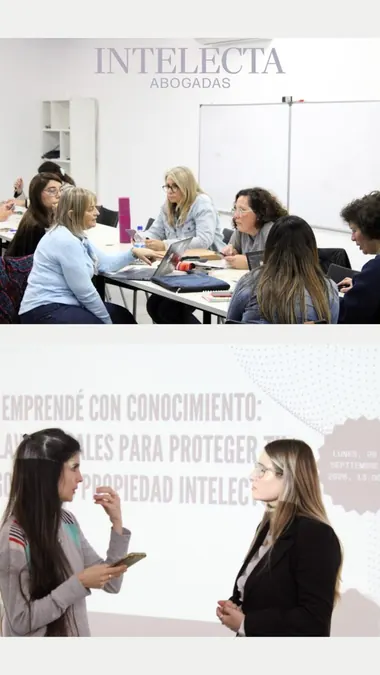 Abogadas de Intelecta dando una charla sobre registro de marcas y propiedad intelectual